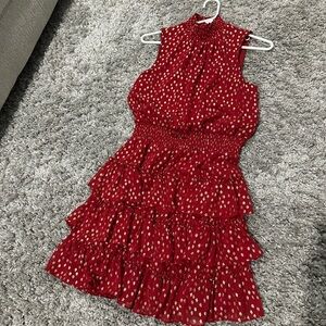 MSI Red Dress with Gold Dot Accent